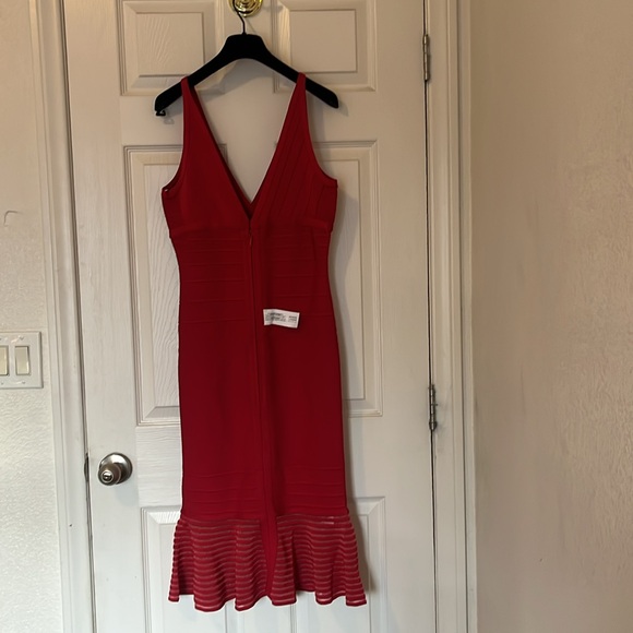 NWT $1690 Herve Leger Fluted Metallic-Trimmed Bandage Midi Dress size M - Picture 12 of 17